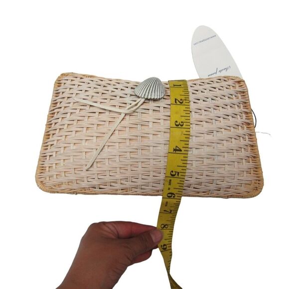 NEW Sieste Peau Cream Abaca Clutch Purse Bag - Picture 6 of 6